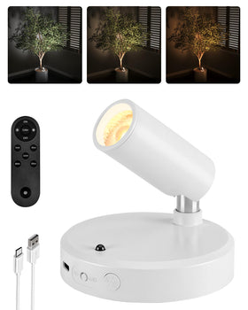 EZVALO battery-led spotlight indoors highlighting artwork with cordless convenience.