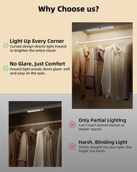 EZVALO curved design LED closet light for soft, even pantry lighting