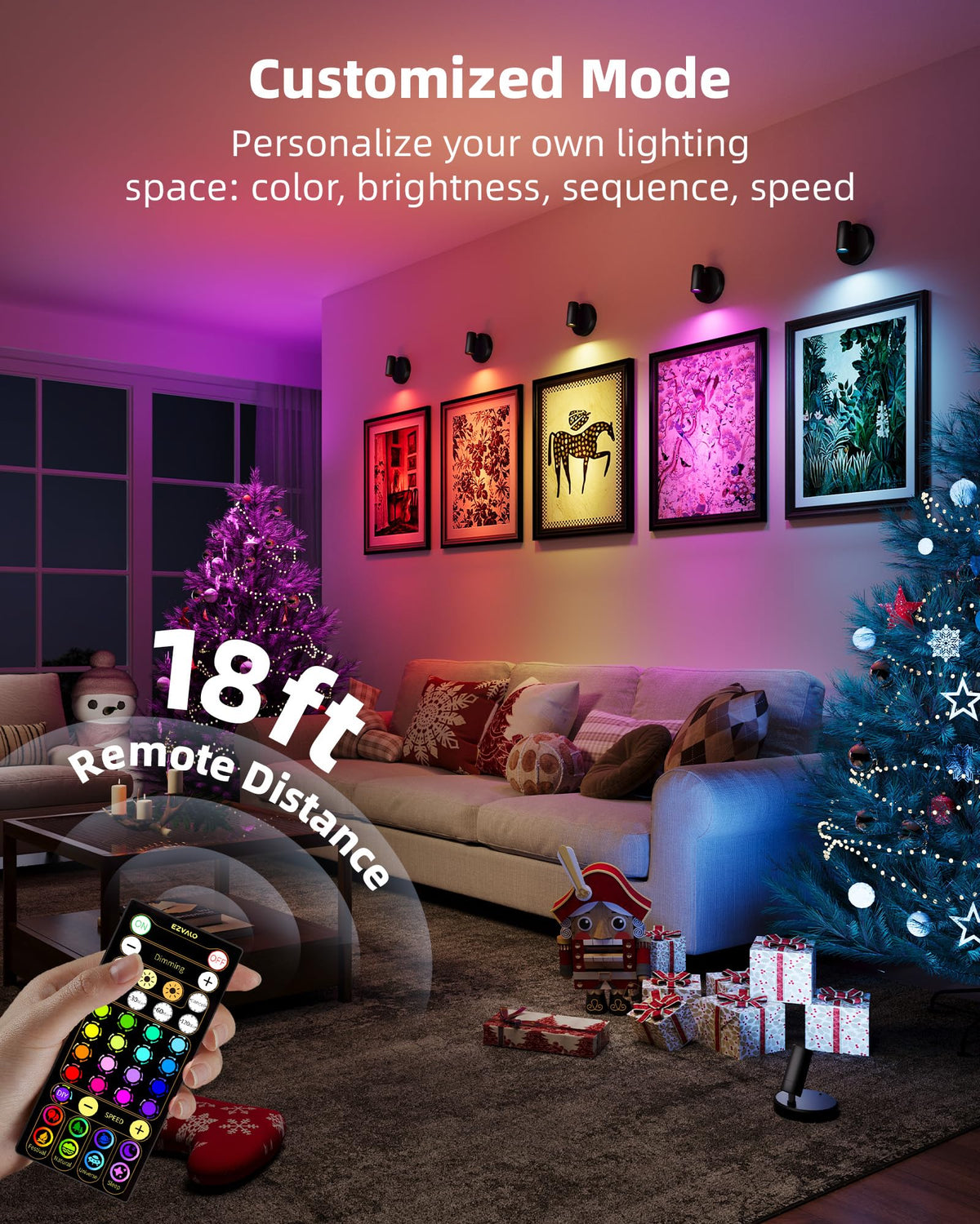 EZVALO DIY mode loops color sequences for personalized ambiance