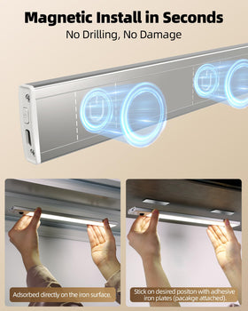EZVALO compact under-cabinet lights perfect for kitchen, closet, and shelving.