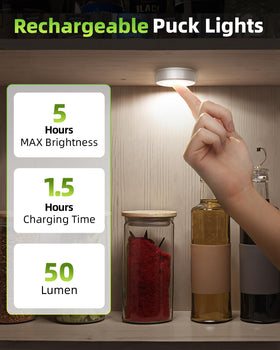 EZVALO puck light, 2.5 inches, fits tight cabinet spaces.