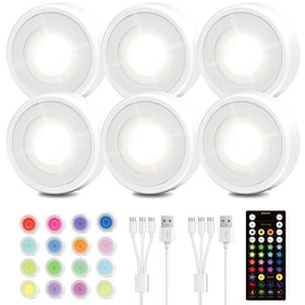 EZVALO LED puck light with 83 RGB colors for versatile mood lighting.