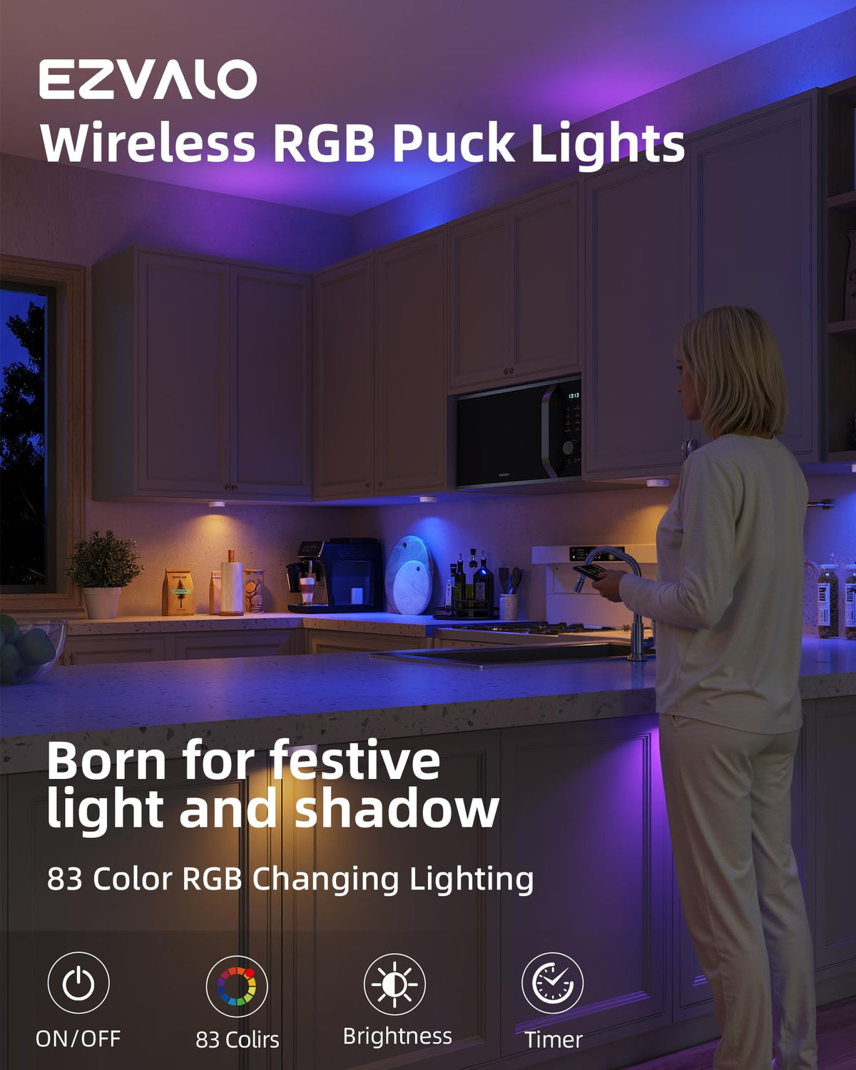 EZVALO puck light USB rechargeable for battery-free convenience.