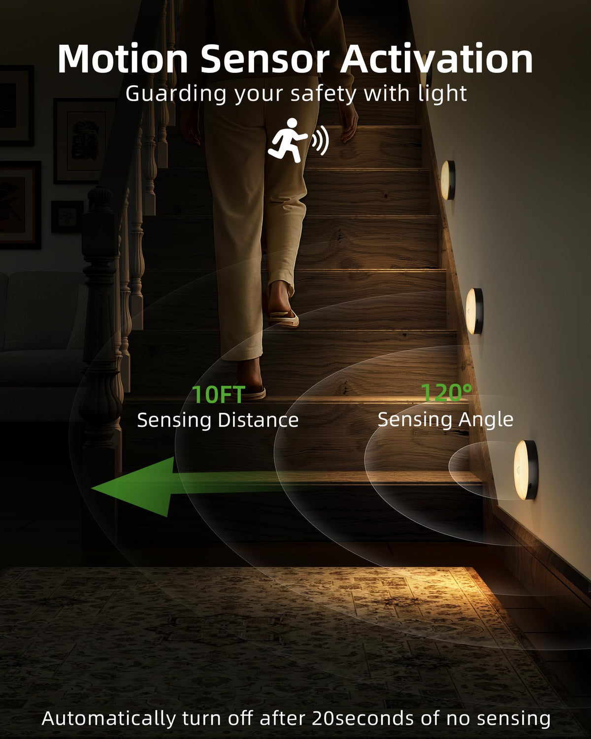 EZVALO motion-sensor puck light detects movement up to 10 ft.