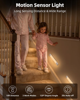 EZVALO motion-sensor activation close-up demonstrates hands-free closet illumination.