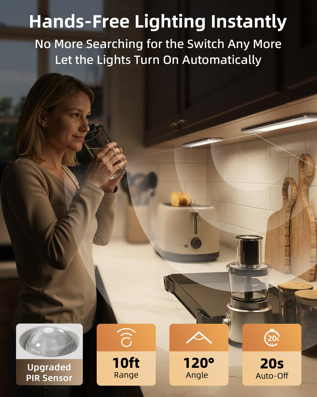 Close-up of EZVALO motion sensor enabling instant lighting when movement is detected.