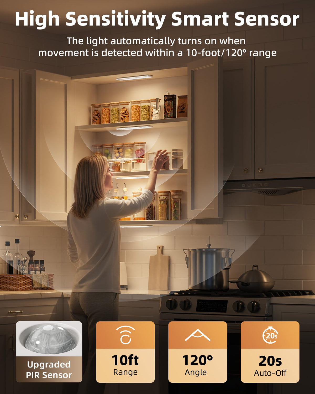 EZVALO motion sensor activates at 10 ft for hands-free lighting