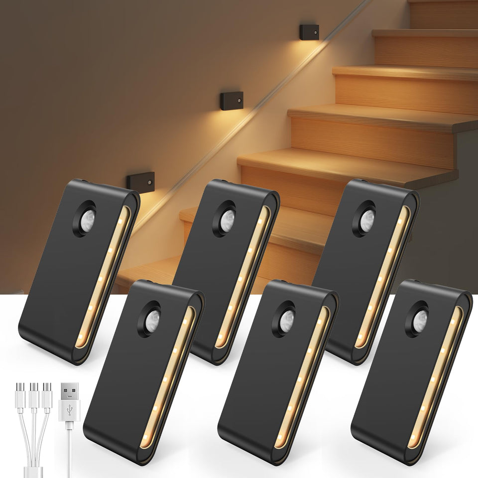 EZVALO motion sensor night light on stairs guiding nighttime navigation.