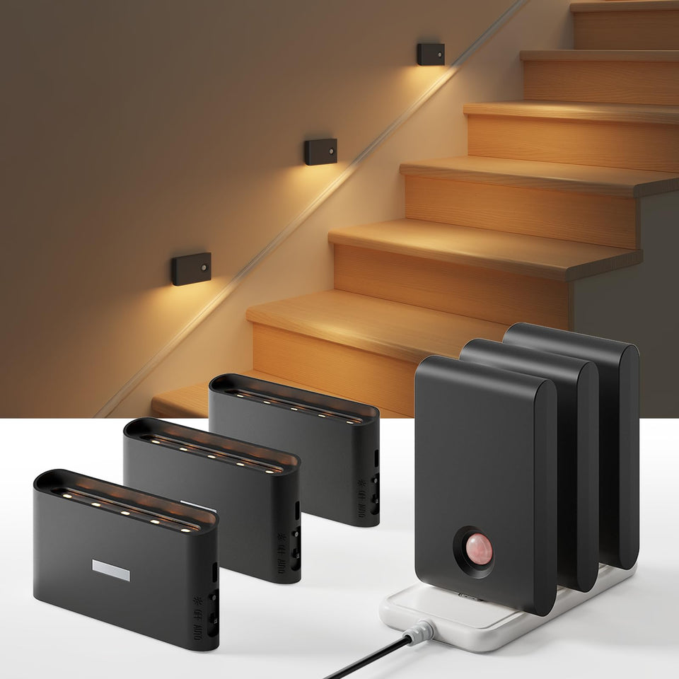 EZVALO motion sensor night light on stairs for safe nighttime navigation
