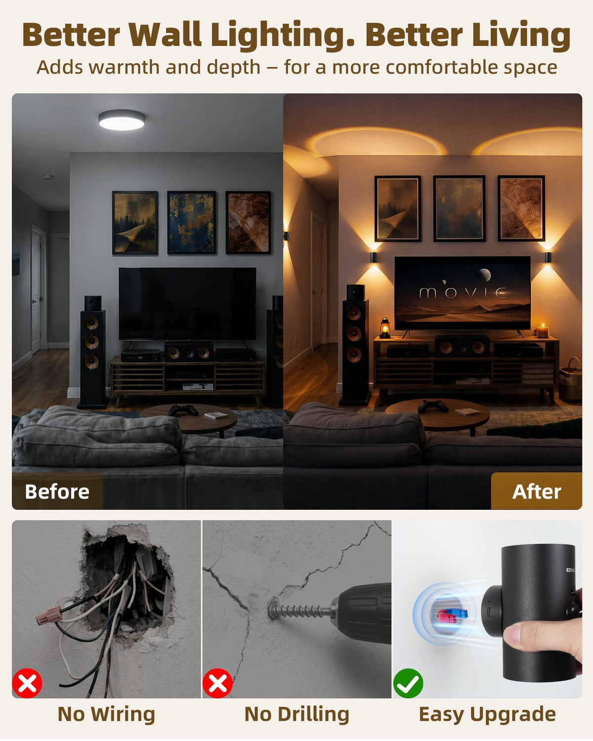 EZVALO RGB color wall light offering vibrant mood lighting options.