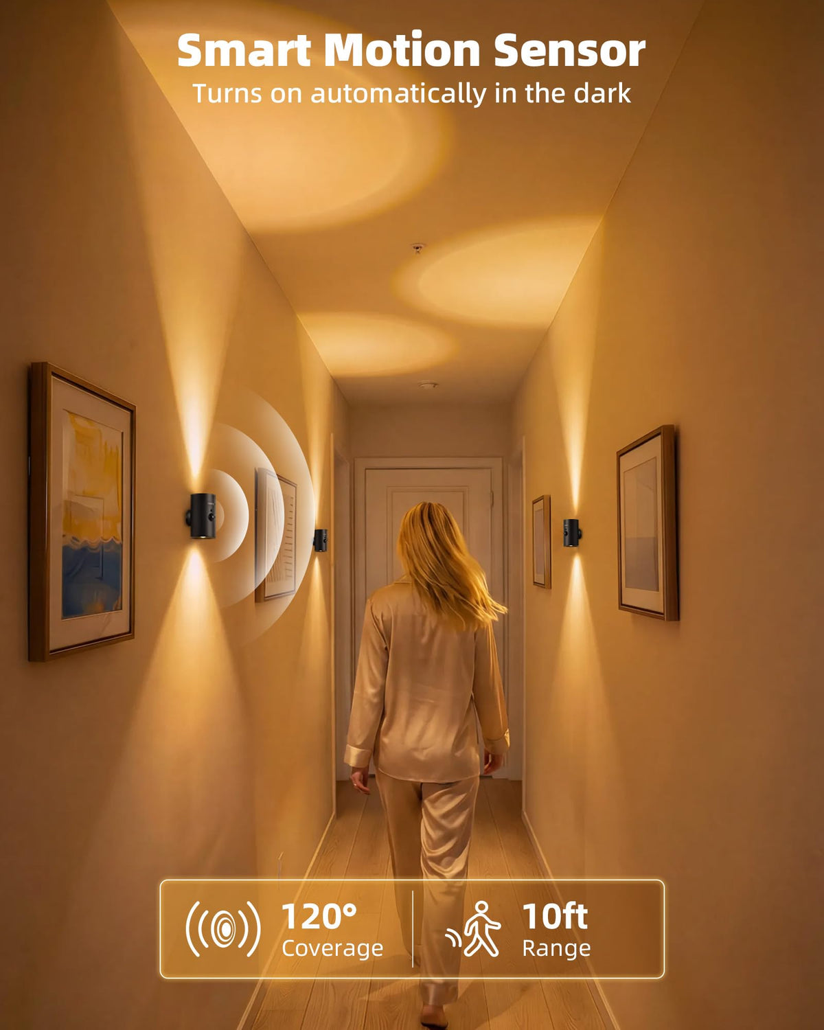 EZVALO wall sconce with 3000K-6500K temps for cozy to bright tasks.