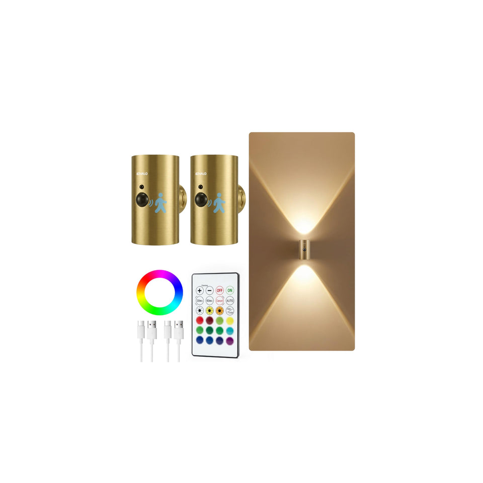 EZVALO motion sensor wall sconce with remote for hands-free hallway lighting