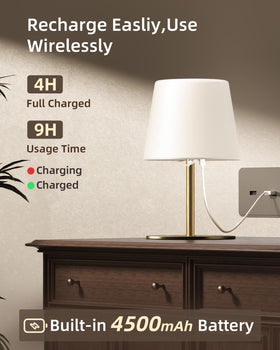 EZVALO outdoor lamp gold close-up shows sturdy base and USB-C charging.