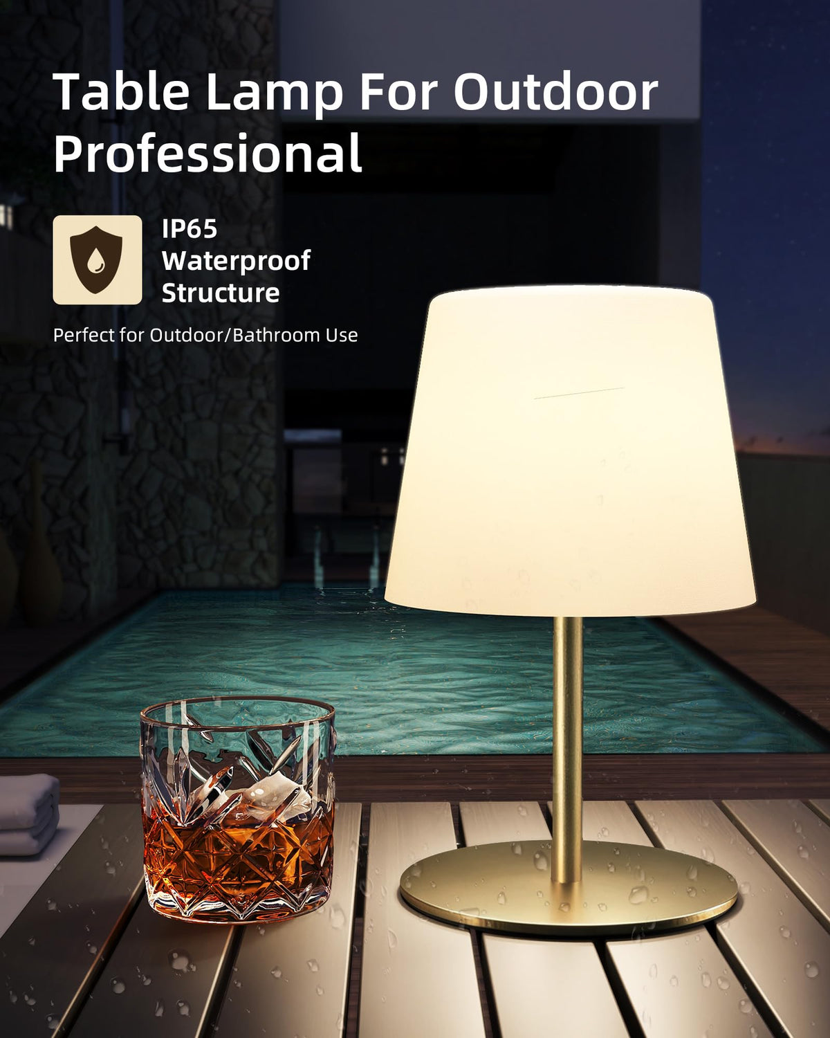 EZVALO outdoor lamp gold, dimmable touch control for cozy spaces.