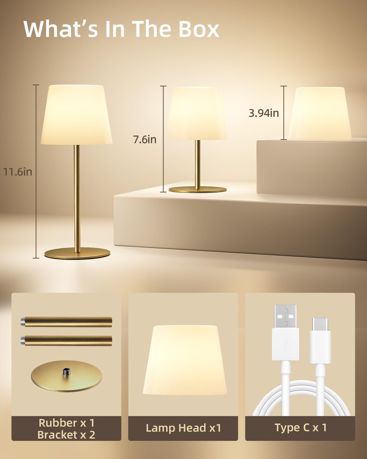 EZVALO lamp gold close-up of touch dimmer for brightness control.