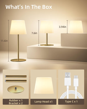 EZVALO lamp gold close-up of touch dimmer for brightness control.