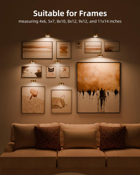 EZVALO lights highlight different frame sizes with precise wall lighting