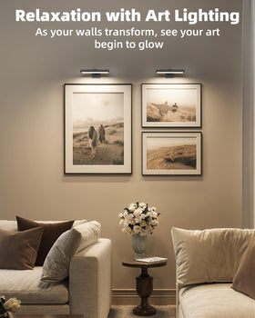 EZVALO glare-free lighting highlights artwork with focused glow.