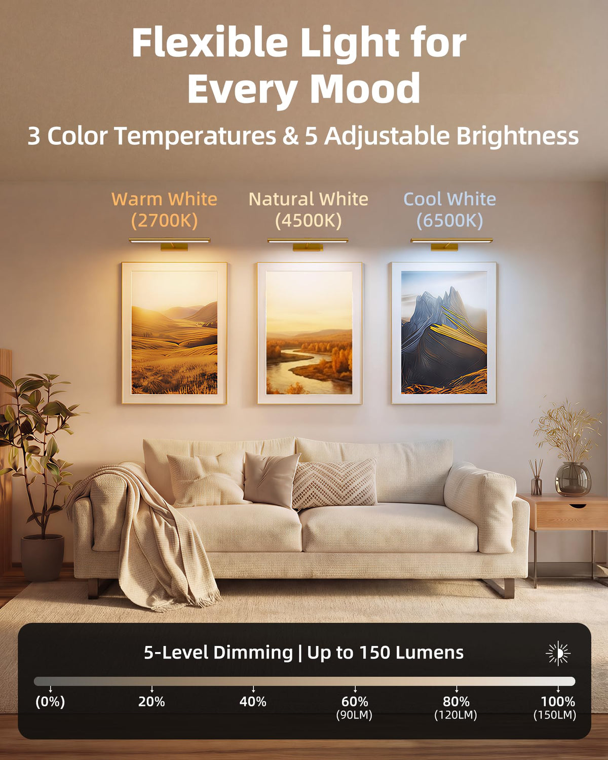 EZVALO gold finish adds contemporary elegance to galleries and living spaces