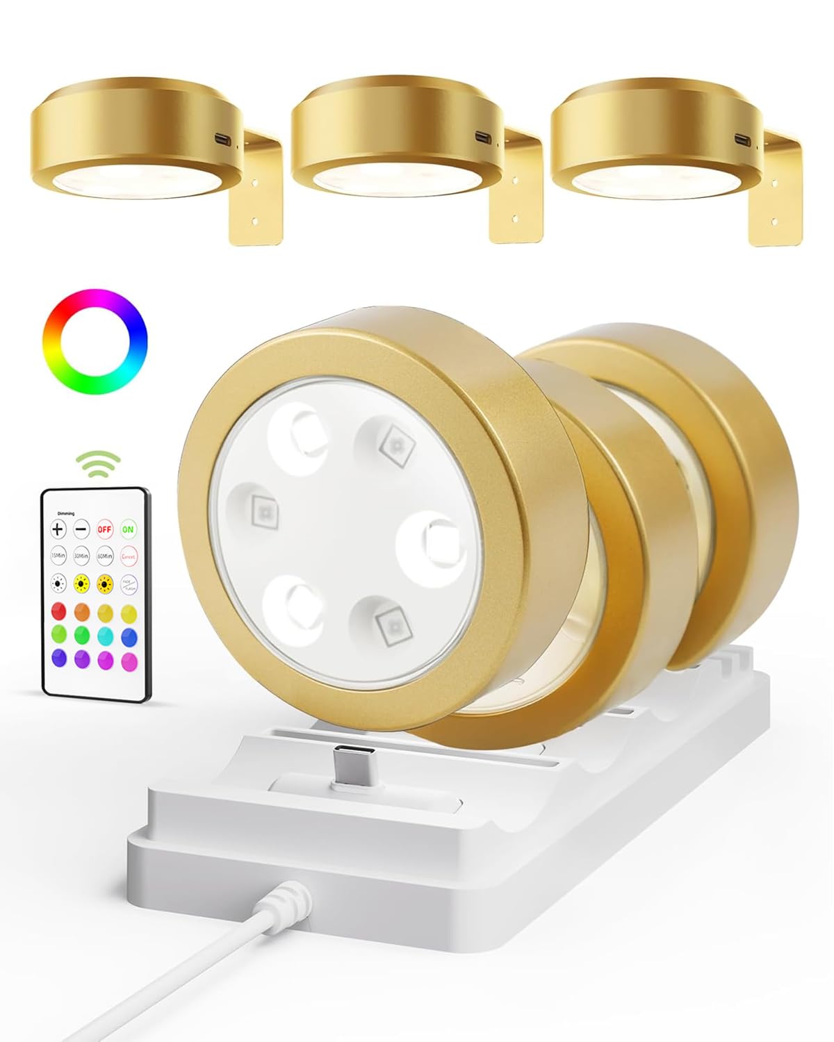 EZVALO picture light wall six-pack with charging station brightens gallery-style displays