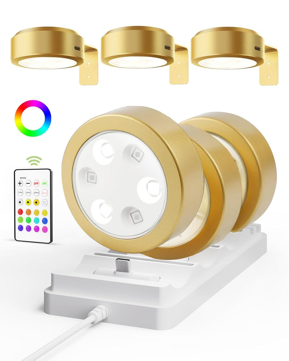 EZVALO picture light wall six-pack with charging station brightens gallery-style displays