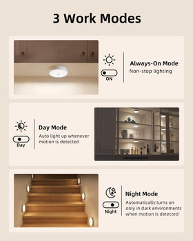EZVALO puck lights recharge together on a single 3-in-1 station.