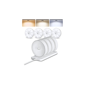 EZVALO puck light with motion sensor installed in a closet for hands-free illumination.