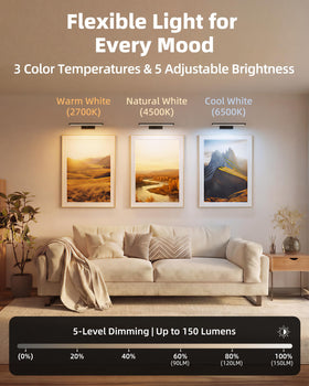 EZVALO rotatable light bar ensures full coverage for framed pieces.
