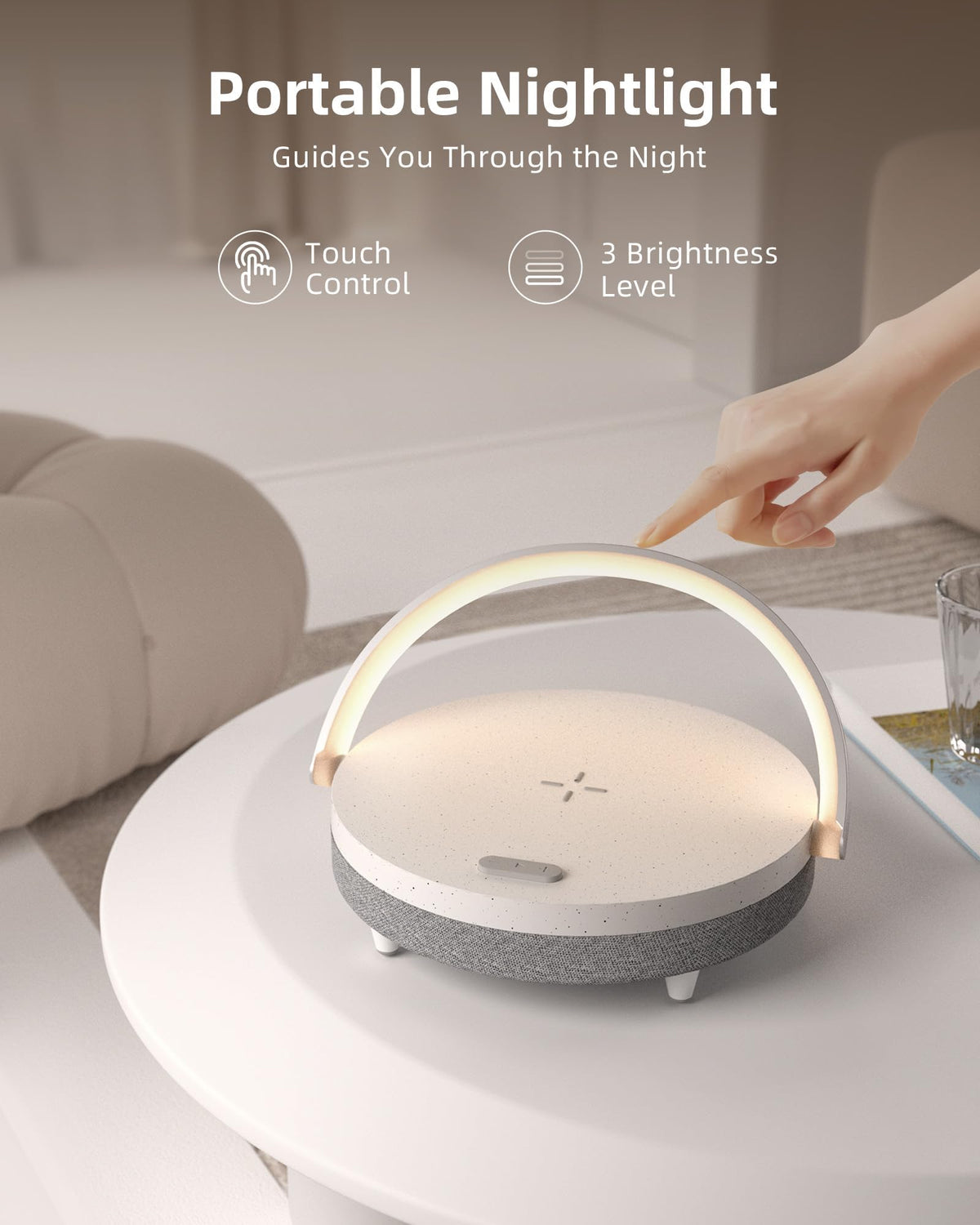 EZVALO bedside lamp blends soft light and clear audio.