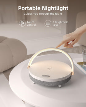 EZVALO bedside lamp blends soft light and clear audio.