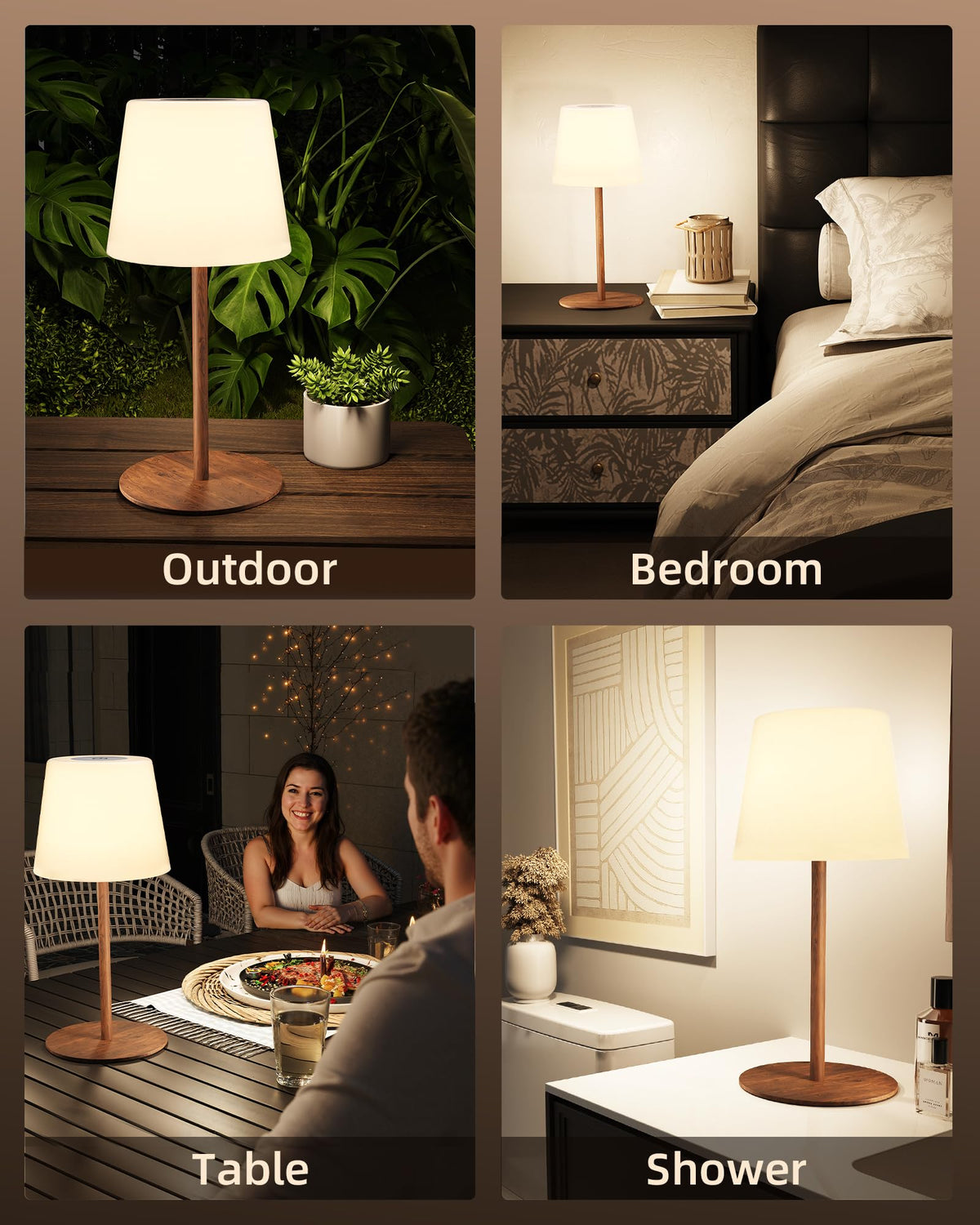 EZVALO Spa-Like Shower Lamp detachable metal wood-grain poles add modern style.