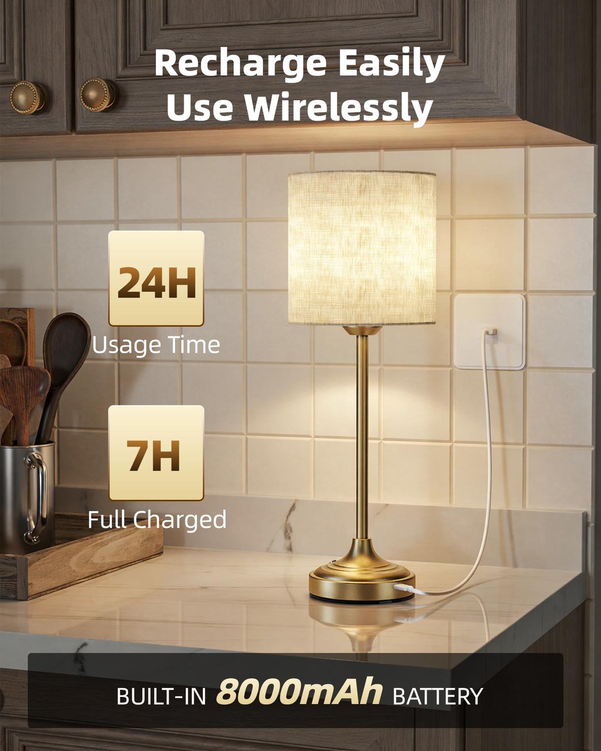 EZVALO 8000mAh battery-enabled lamp showing long cordless operation