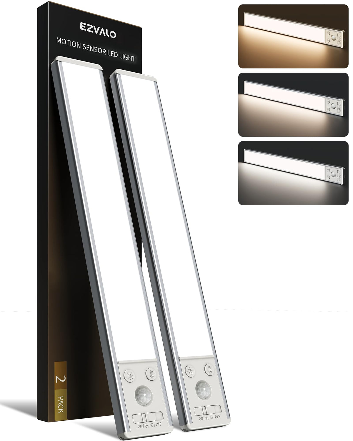 EZVALO under-cabinet light with magnet attachment for quick mounting.