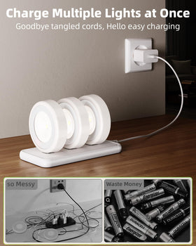 EZVALO USB rechargeable puck light for quick closet or drawer brightness.
