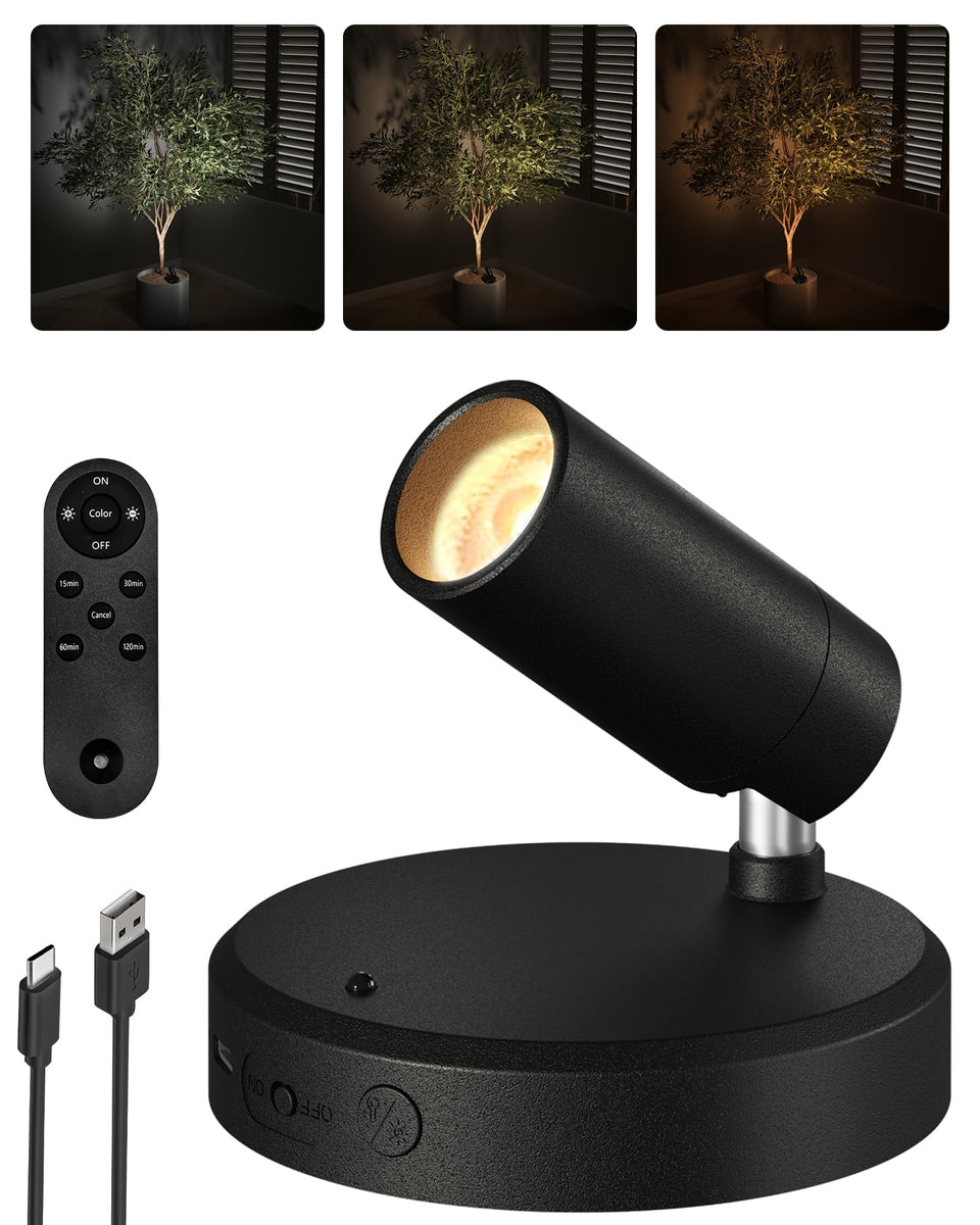 EZVALO wireless LED spotlight indoor highlighting artwork with adjustable color temperature