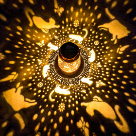 EZTZEN cat lantern hanging outdoors adds warm patio glow