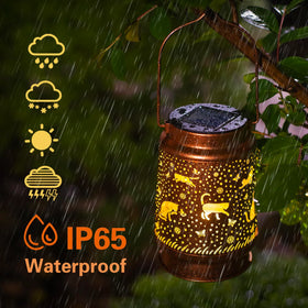 EZTZEN solar powered lantern charges by day shines at night
