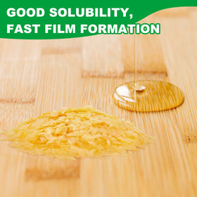 Fabbay shellac flakes on wood veneers provide strong adhesion and smooth coating.
