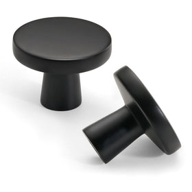 FABERHOM matte black knob close-up with sturdy zinc alloy for cabinets