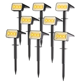 Fabrito 8-pack solar spot lights illuminate outdoor paths with bright LED beads.
