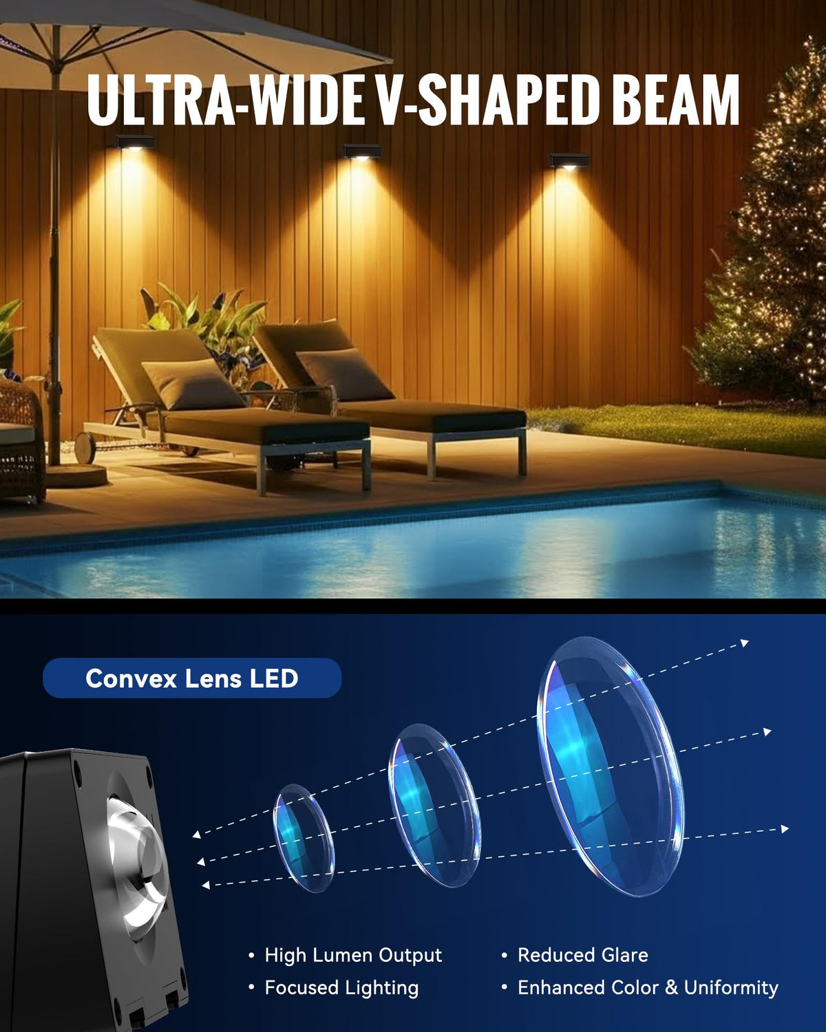 FabStyl solar fence light offers screws or tape mounting for simple installation.