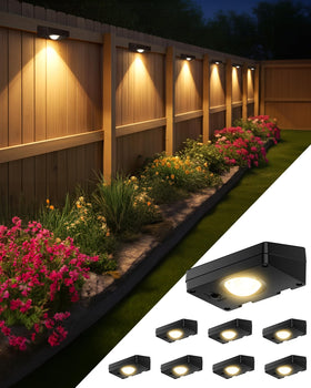 FabStyl solar fence light emits a bright V-shaped beam for clear outdoor illumination.