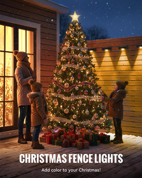 FabStyl solar fence light enhances outdoor decor along fences, rails, and steps.