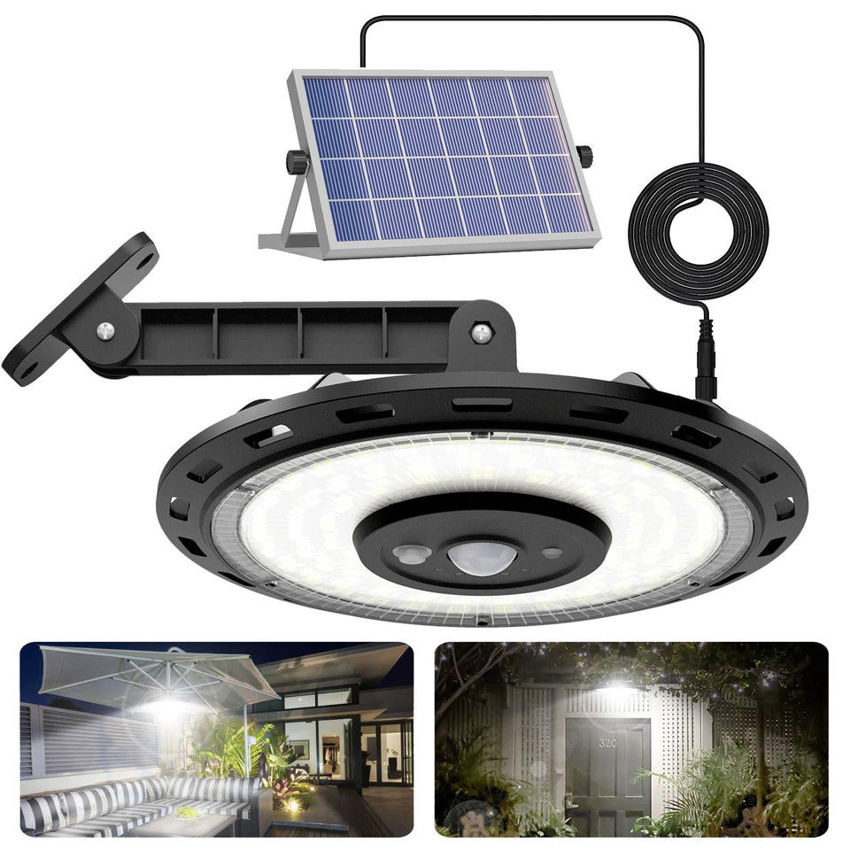 FabStyl solar shed light with remote control for daytime and night use.
