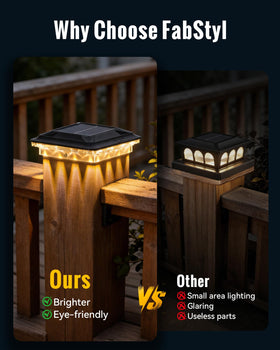 FabStyl solar post cap light mounted on a 4x4 post for reliable evening illumination