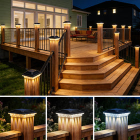 FabStyl solar post cap light packaged for easy outdoor setup on fence posts