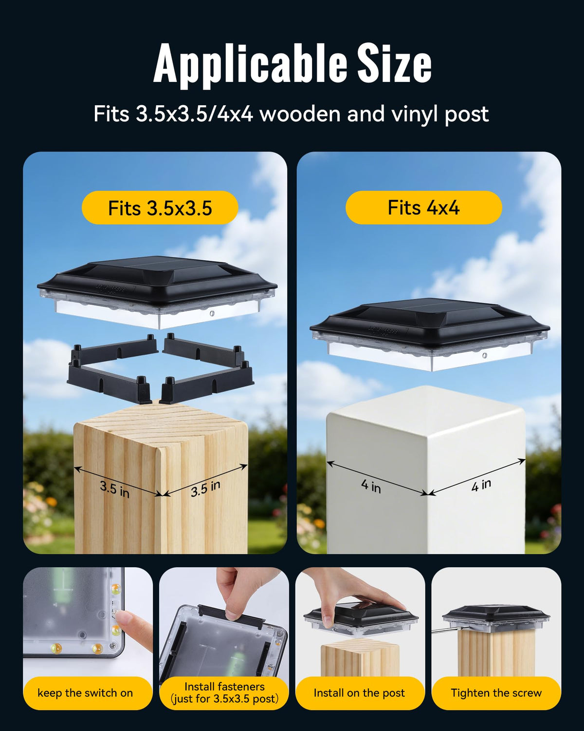 FabStyl weatherproof IP44 post cap light withstands rain and wind outdoors
