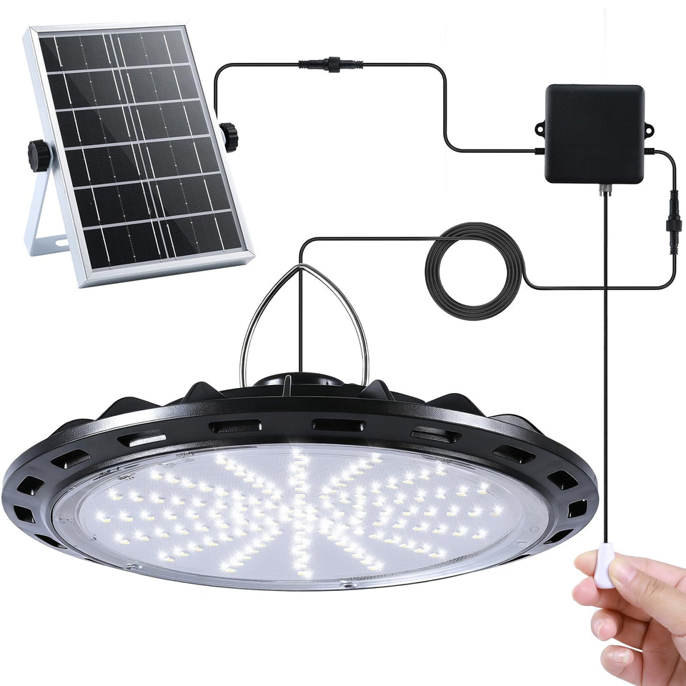 FabStyl solar shed light panel setup for easy sun charging.