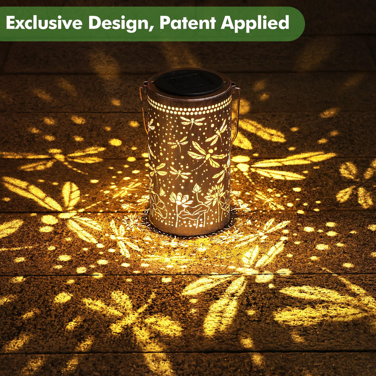 Fabuday solar lantern emits warm light for a cozy patio at night