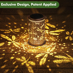 Fabuday solar lantern emits warm light for a cozy patio at night
